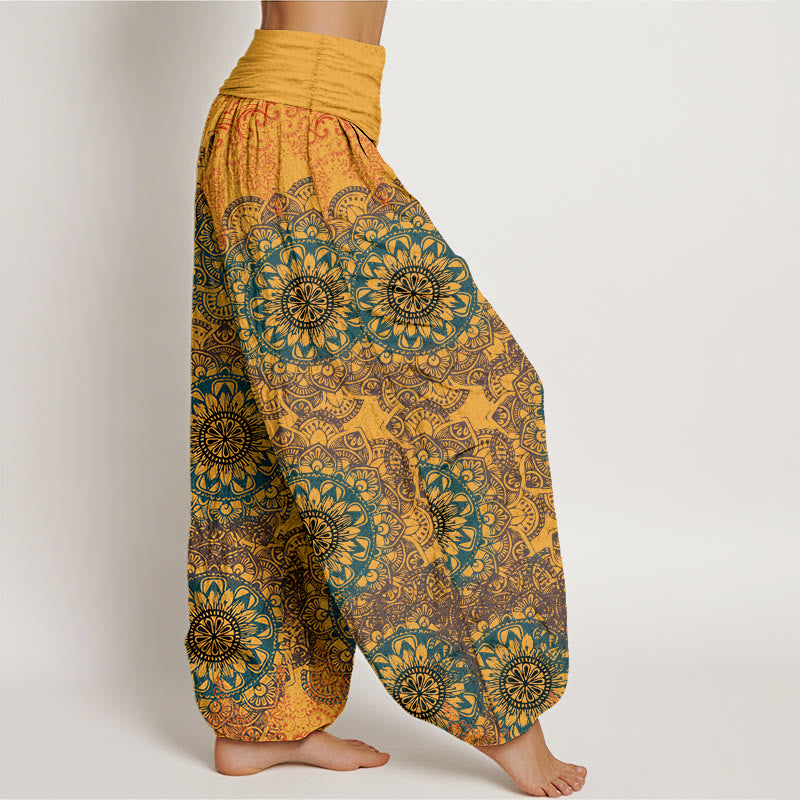 Cotton Triangular Mandala Patterns Women's Elastic Waist Harem Pants