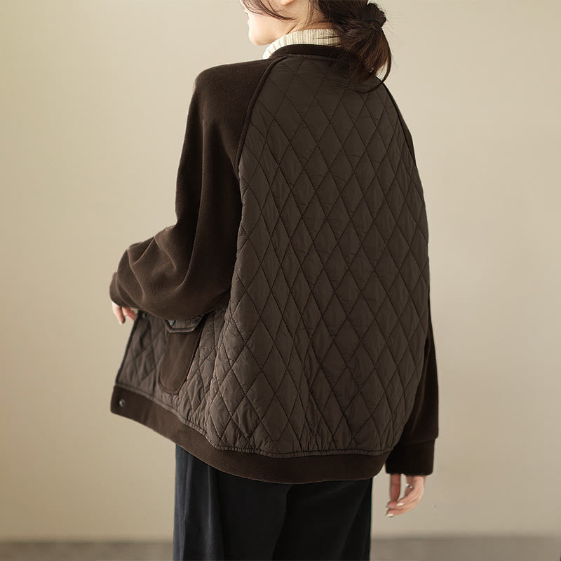 Structured Diamond-Pattern Insulated Women's Meditation Jacket