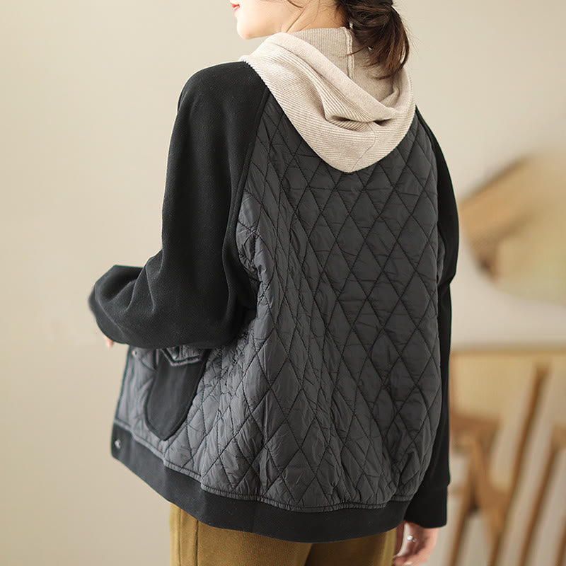 Structured Diamond-Pattern Insulated Women's Meditation Jacket