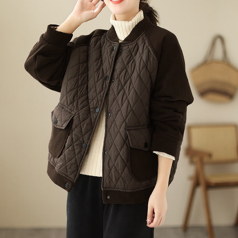 Structured Diamond-Pattern Insulated Women's Meditation Jacket