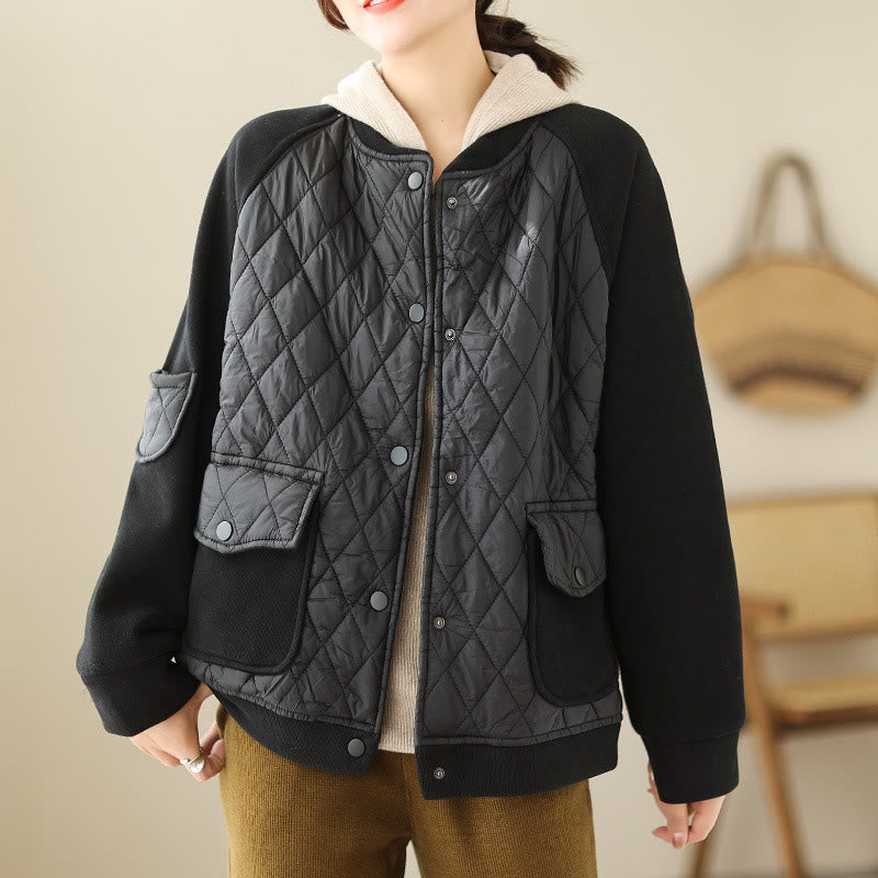 Structured Diamond-Pattern Insulated Women's Meditation Jacket