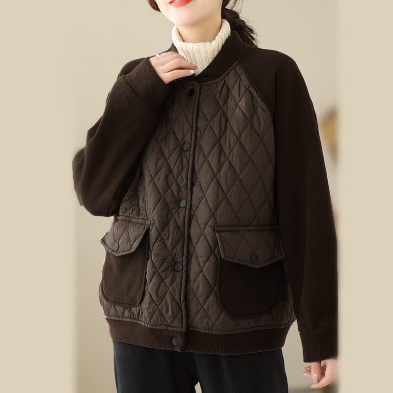 Structured Diamond-Pattern Insulated Women's Meditation Jacket