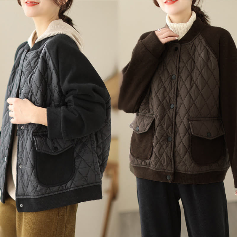 Structured Diamond-Pattern Insulated Women's Meditation Jacket