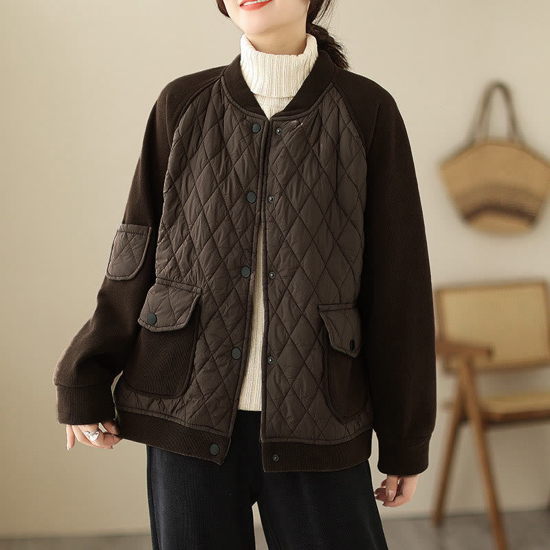 Structured Diamond-Pattern Insulated Women's Meditation Jacket