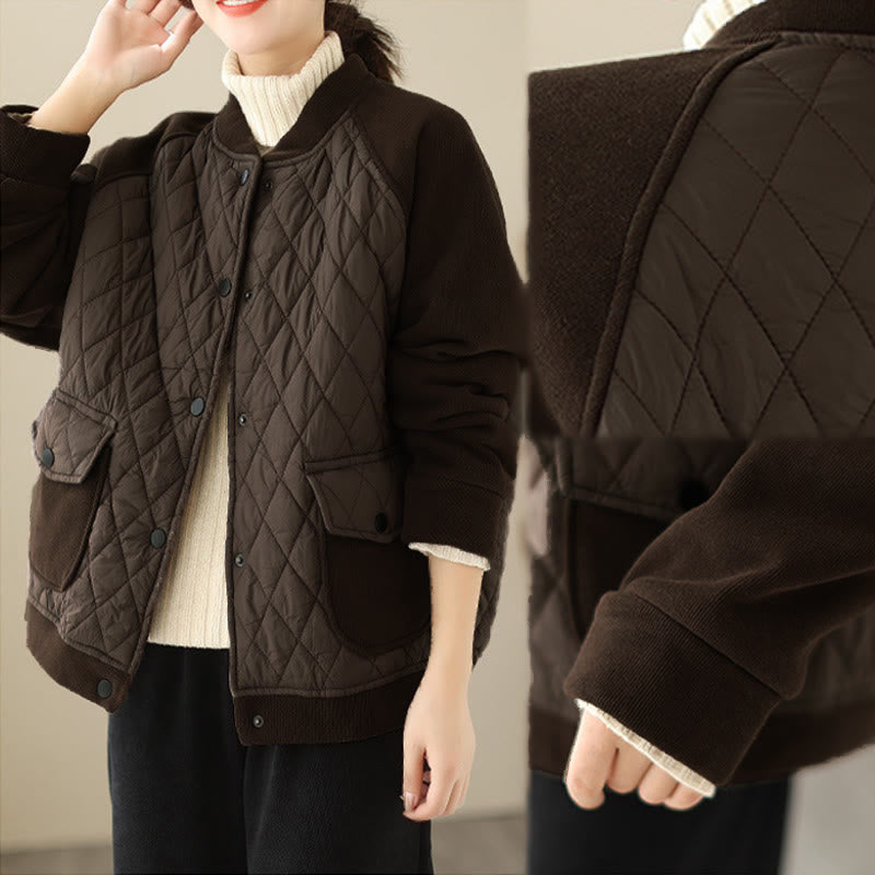 Structured Diamond-Pattern Insulated Women's Meditation Jacket