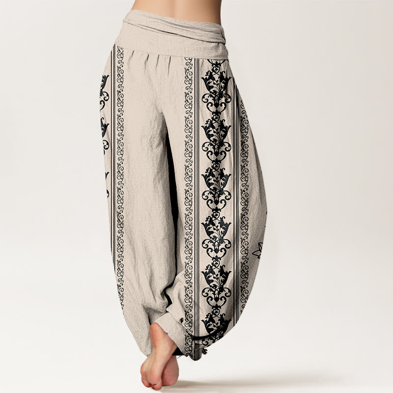 Cotton Elastic Waist Sacred Symbol Meditation Harem Pants