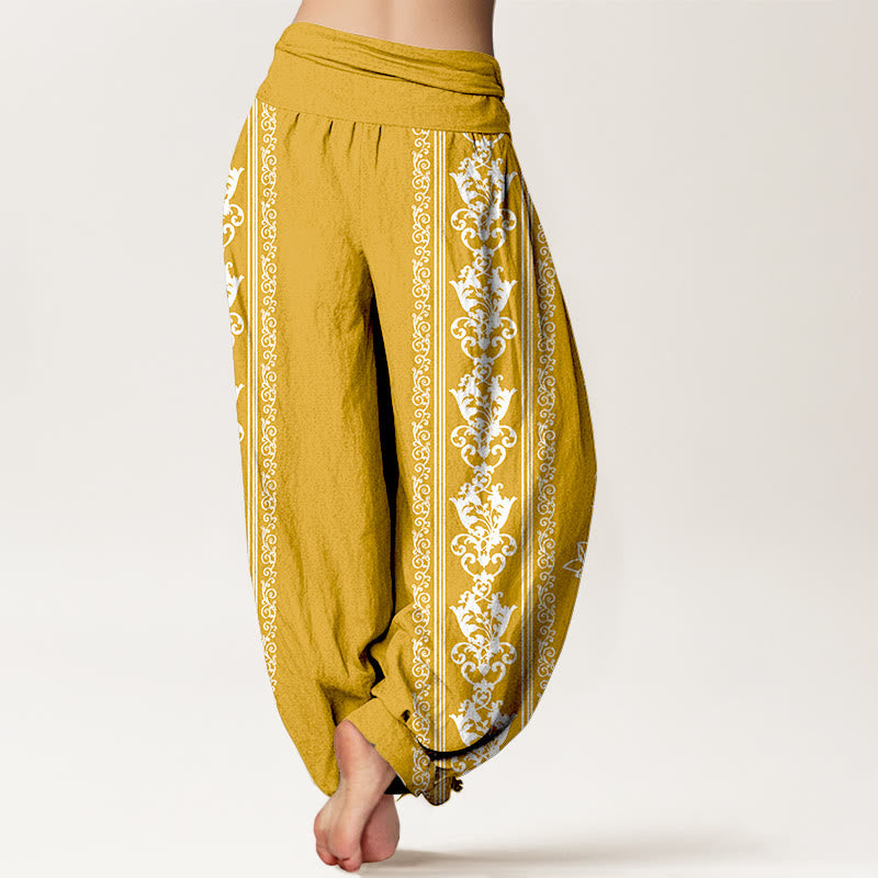 Cotton Elastic Waist Sacred Symbol Meditation Harem Pants