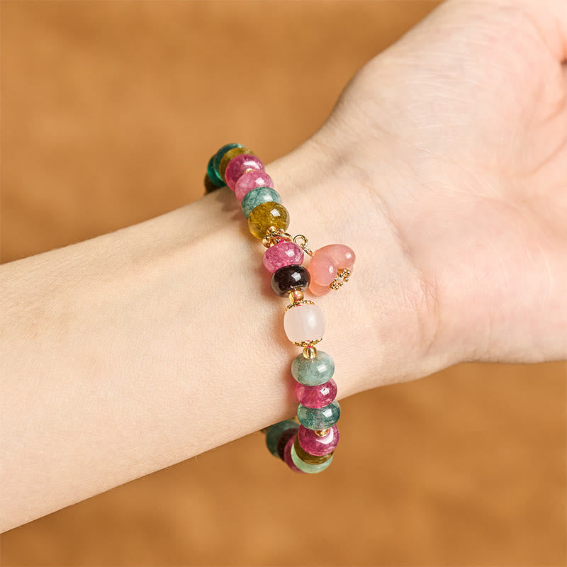 Tourmaline Yanyuan Agate Peach Blossoms Love Bracelet