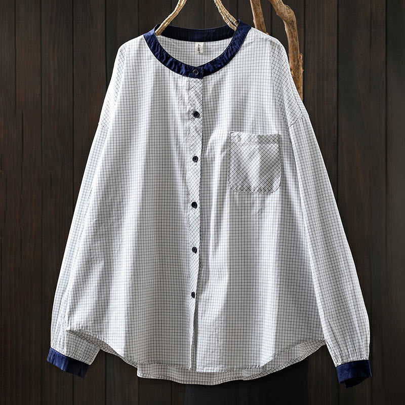 Breathable Cotton Relaxed Plaid Women's Lounge Shirt