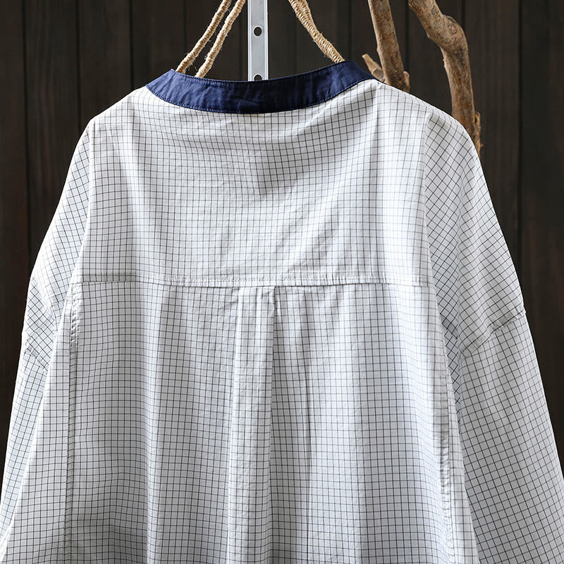 Breathable Cotton Relaxed Plaid Women's Lounge Shirt