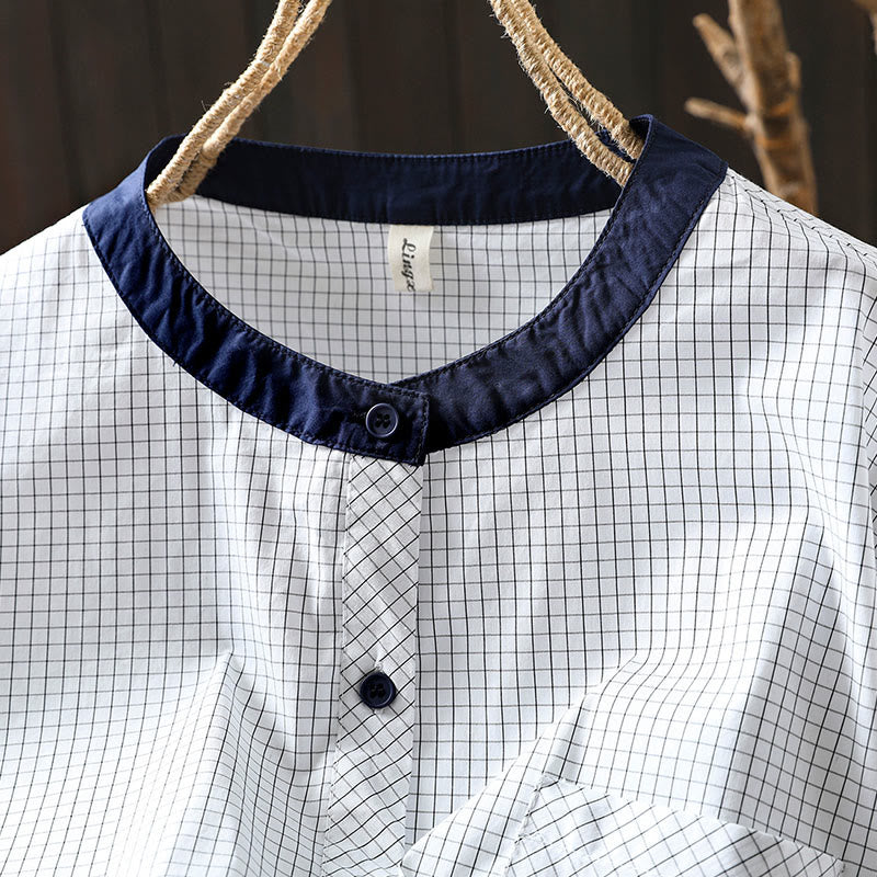 Breathable Cotton Relaxed Plaid Women's Lounge Shirt