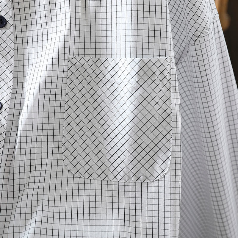 Breathable Cotton Relaxed Plaid Women's Lounge Shirt