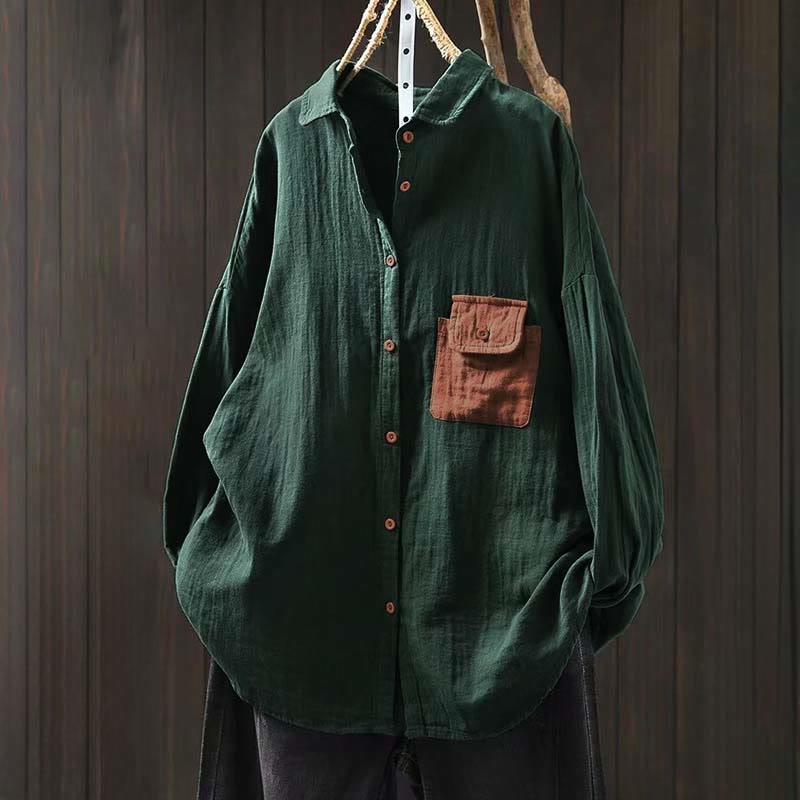 Breathable Cotton Relaxed Stand-Collar Button-Down Shirt