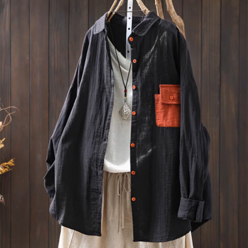 Breathable Cotton Relaxed Stand-Collar Button-Down Shirt