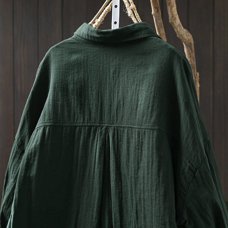 Breathable Cotton Relaxed Stand-Collar Button-Down Shirt
