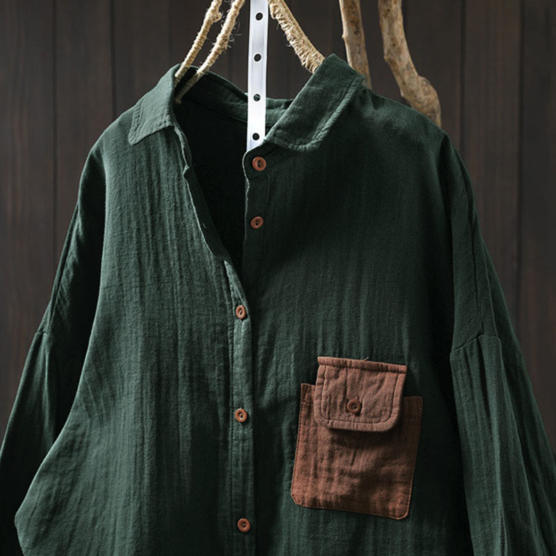 Breathable Cotton Relaxed Stand-Collar Button-Down Shirt