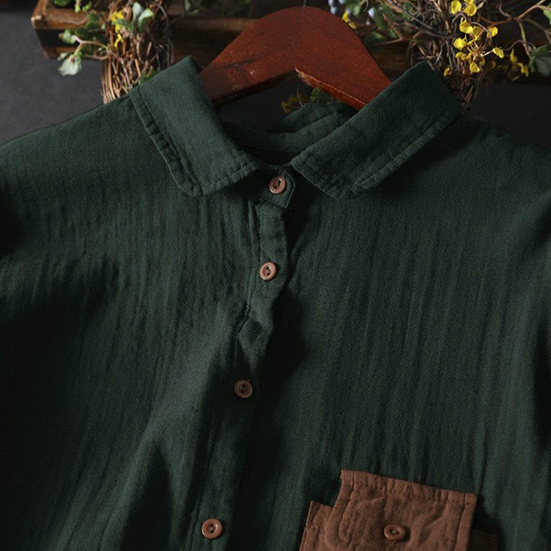 Breathable Cotton Relaxed Stand-Collar Button-Down Shirt