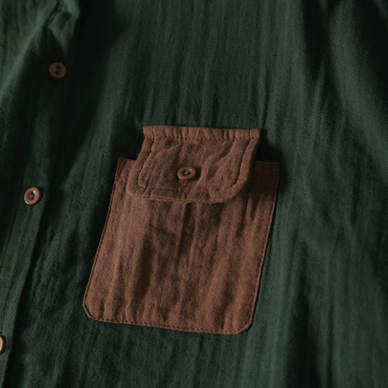 Breathable Cotton Relaxed Stand-Collar Button-Down Shirt