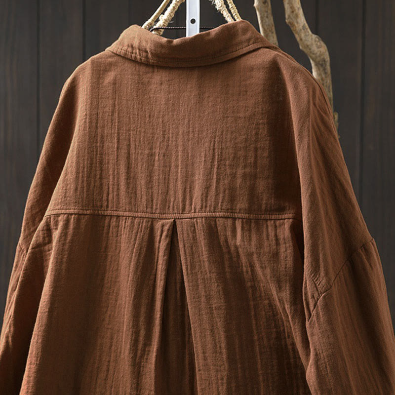 Breathable Cotton Relaxed Stand-Collar Button-Down Shirt