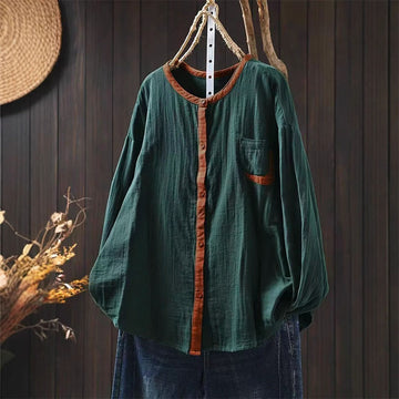 Breathable Cotton Buttoned Long Sleeve Meditation Shirt