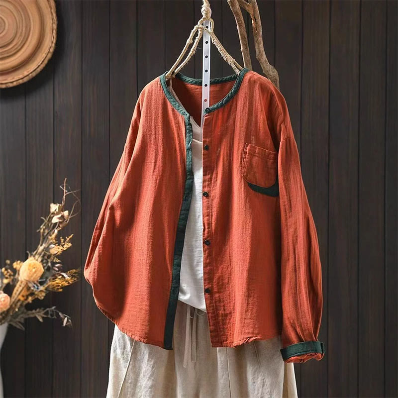 Breathable Cotton Buttoned Long Sleeve Meditation Shirt