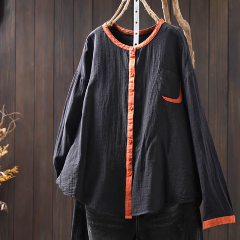 Breathable Cotton Buttoned Long Sleeve Meditation Shirt