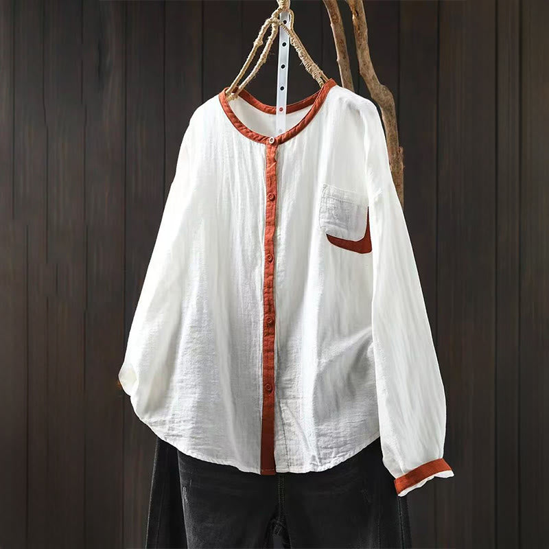 Breathable Cotton Buttoned Long Sleeve Meditation Shirt