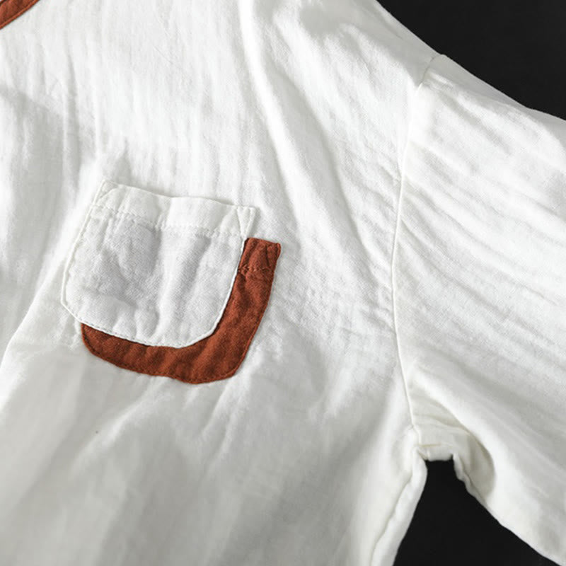 Breathable Cotton Buttoned Long Sleeve Meditation Shirt