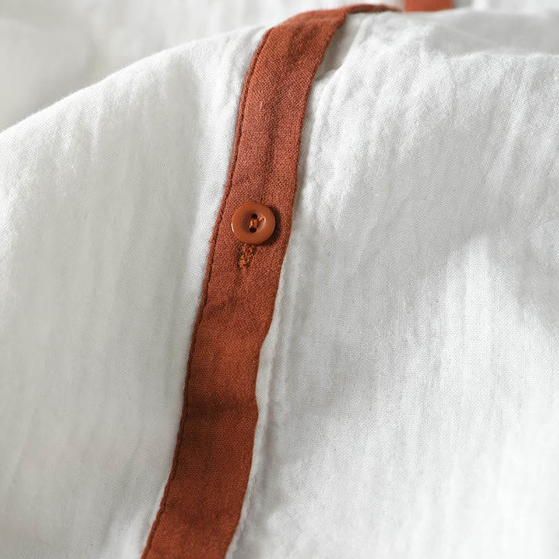 Breathable Cotton Buttoned Long Sleeve Meditation Shirt