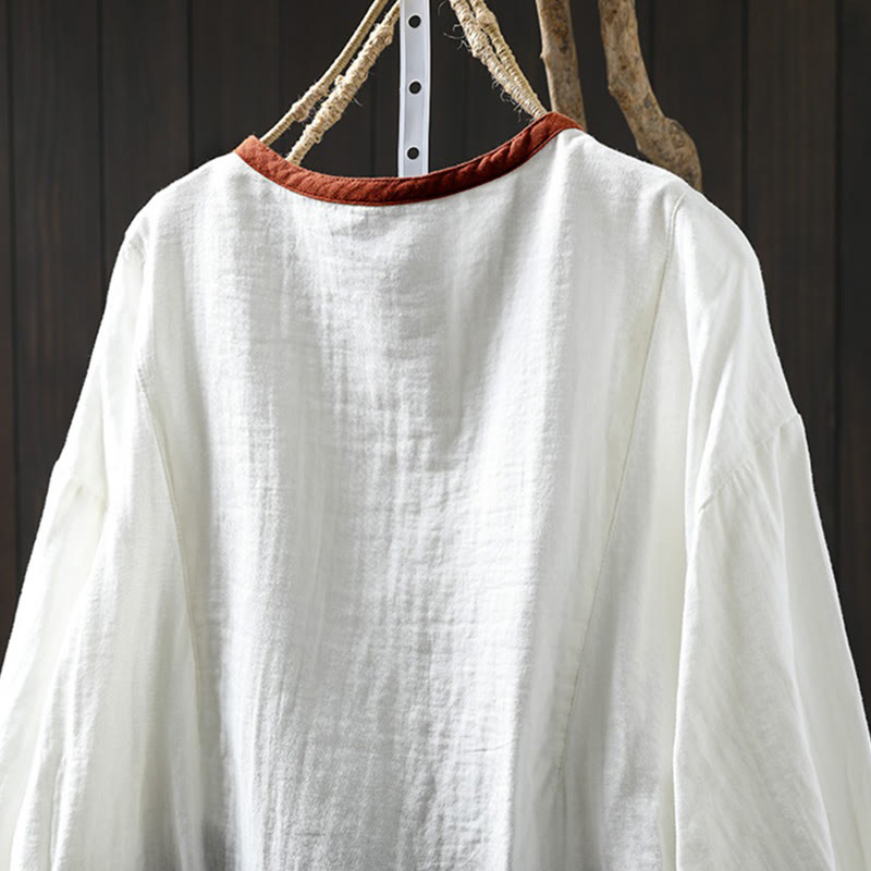 Breathable Cotton Buttoned Long Sleeve Meditation Shirt