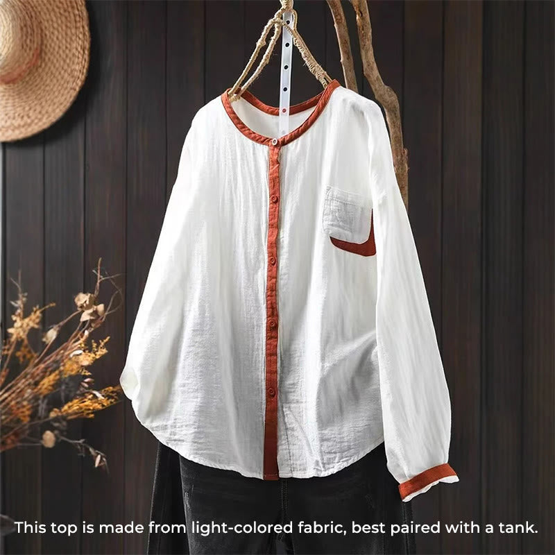 Breathable Cotton Buttoned Long Sleeve Meditation Shirt