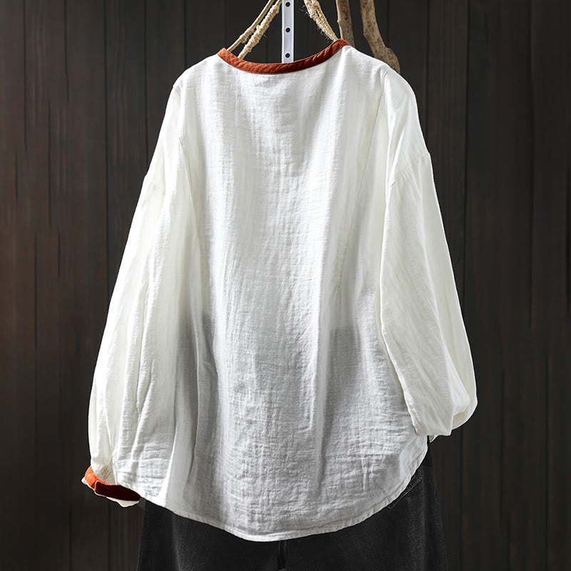Breathable Cotton Buttoned Long Sleeve Meditation Shirt