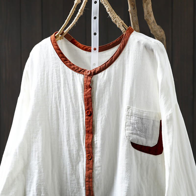 Breathable Cotton Buttoned Long Sleeve Meditation Shirt
