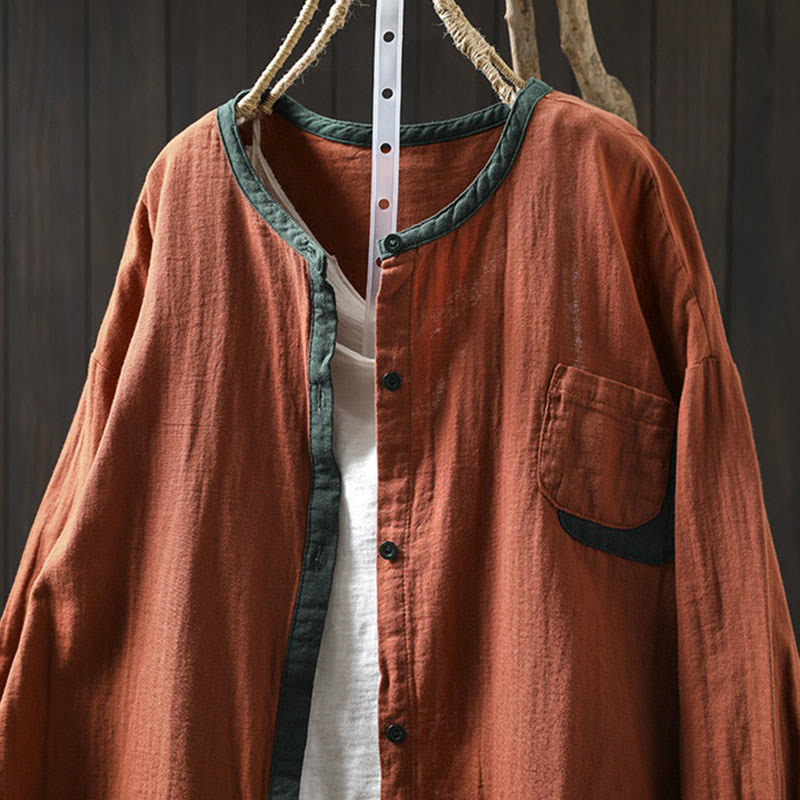 Breathable Cotton Buttoned Long Sleeve Meditation Shirt