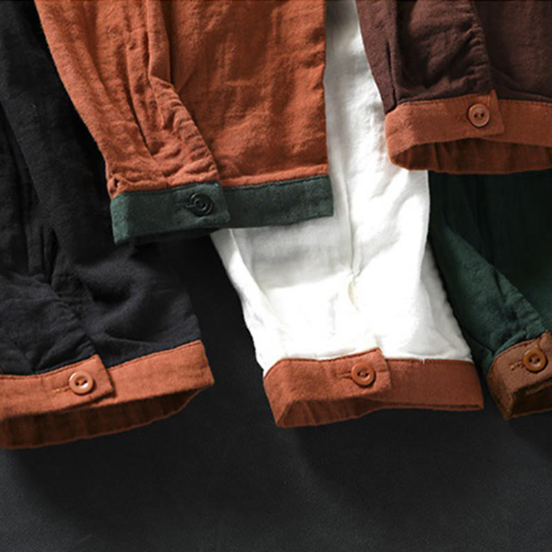 Breathable Cotton Buttoned Long Sleeve Meditation Shirt