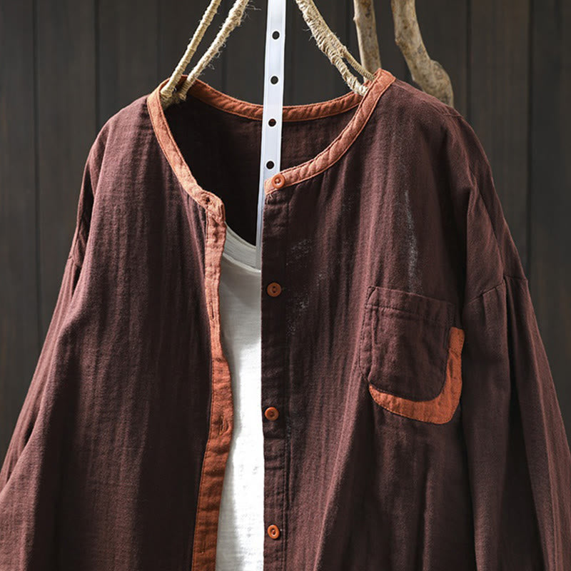 Breathable Cotton Buttoned Long Sleeve Meditation Shirt