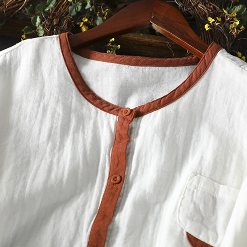 Breathable Cotton Buttoned Long Sleeve Meditation Shirt