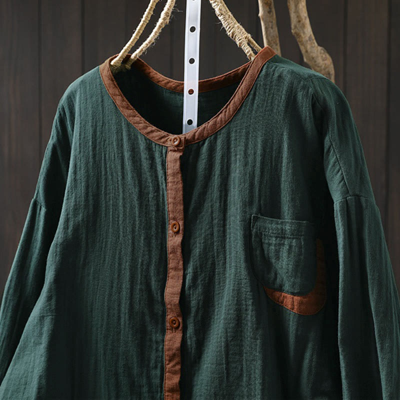 Breathable Cotton Buttoned Long Sleeve Meditation Shirt