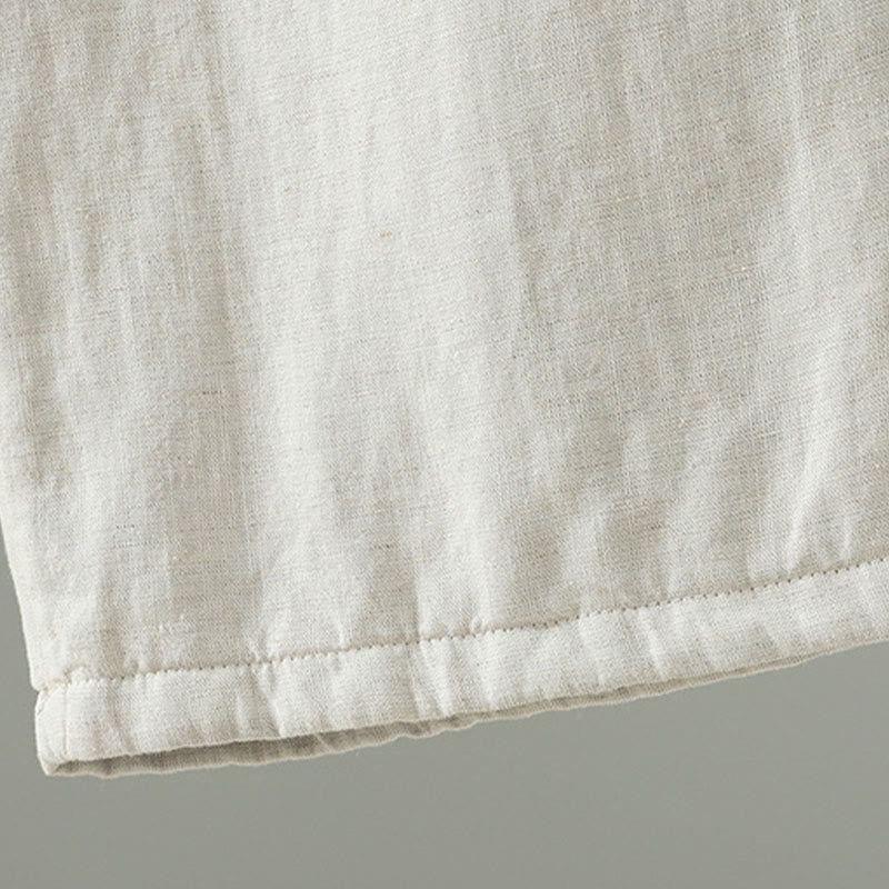 Winter Contrasting Drawstring Cotton Linen Women's Wide Leg Pants With Pockets