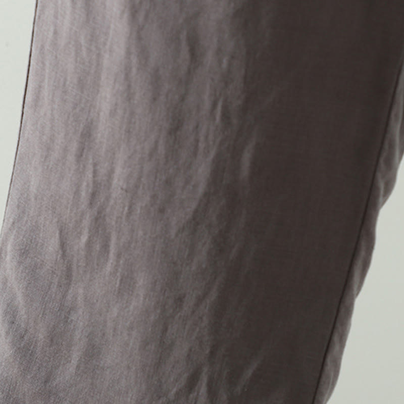 Winter Contrasting Drawstring Cotton Linen Women's Wide Leg Pants With Pockets