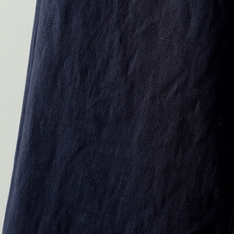 Winter Contrasting Drawstring Cotton Linen Women's Wide Leg Pants With Pockets