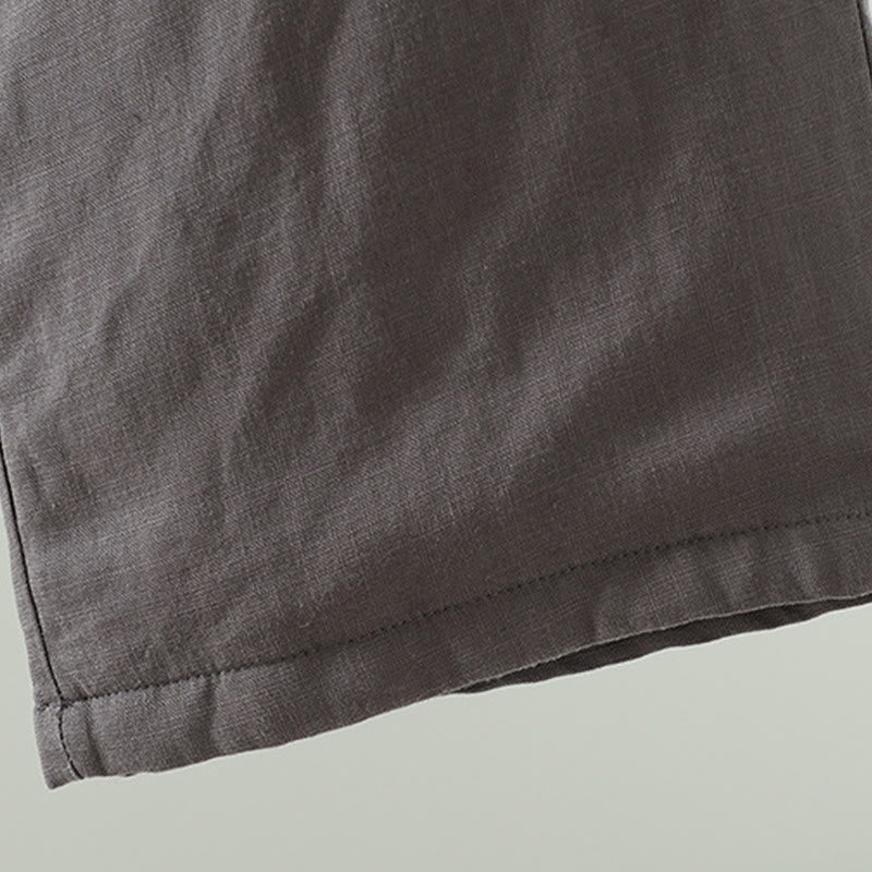 Winter Contrasting Drawstring Cotton Linen Women's Wide Leg Pants With Pockets