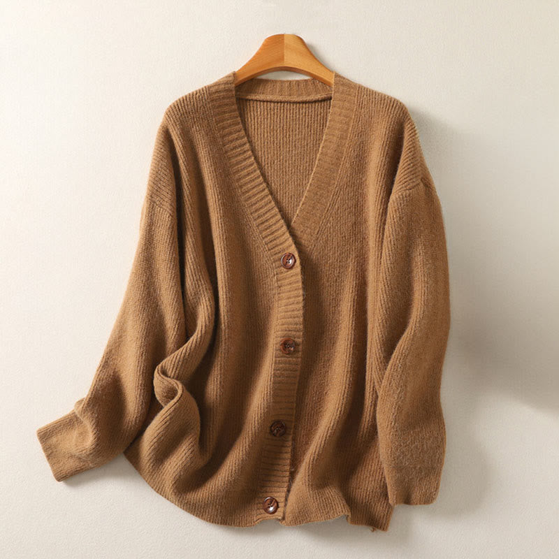 Tactile Cotton Knitted V-Neck Mindful Layering Cardigan