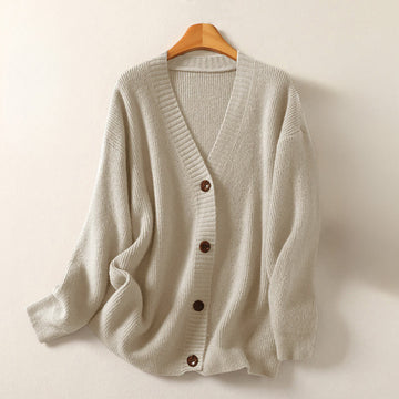 Tactile Cotton Knitted V-Neck Mindful Layering Cardigan