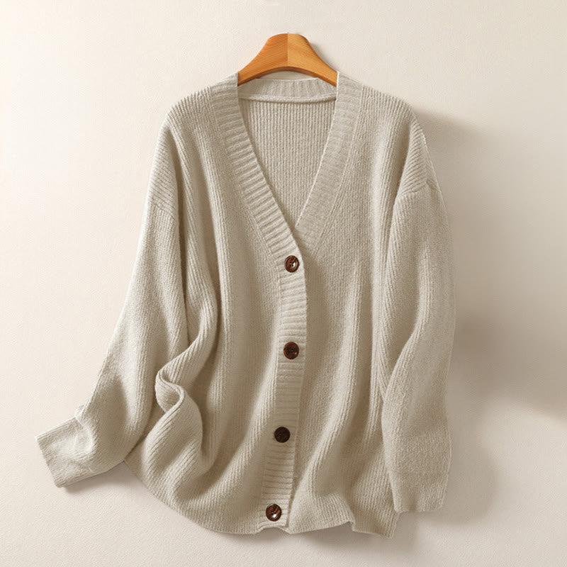Tactile Cotton Knitted V-Neck Mindful Layering Cardigan