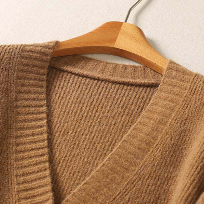 Tactile Cotton Knitted V-Neck Mindful Layering Cardigan