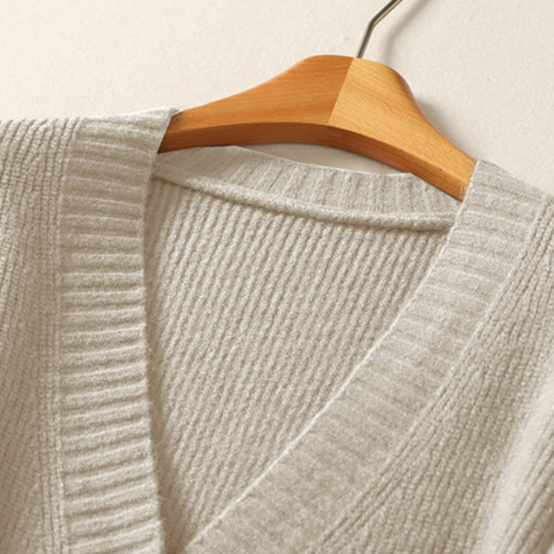 Tactile Cotton Knitted V-Neck Mindful Layering Cardigan