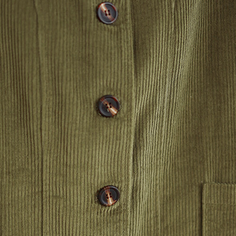 Tactile Corduroy Stand-Collar Mindful Jacket with Pockets