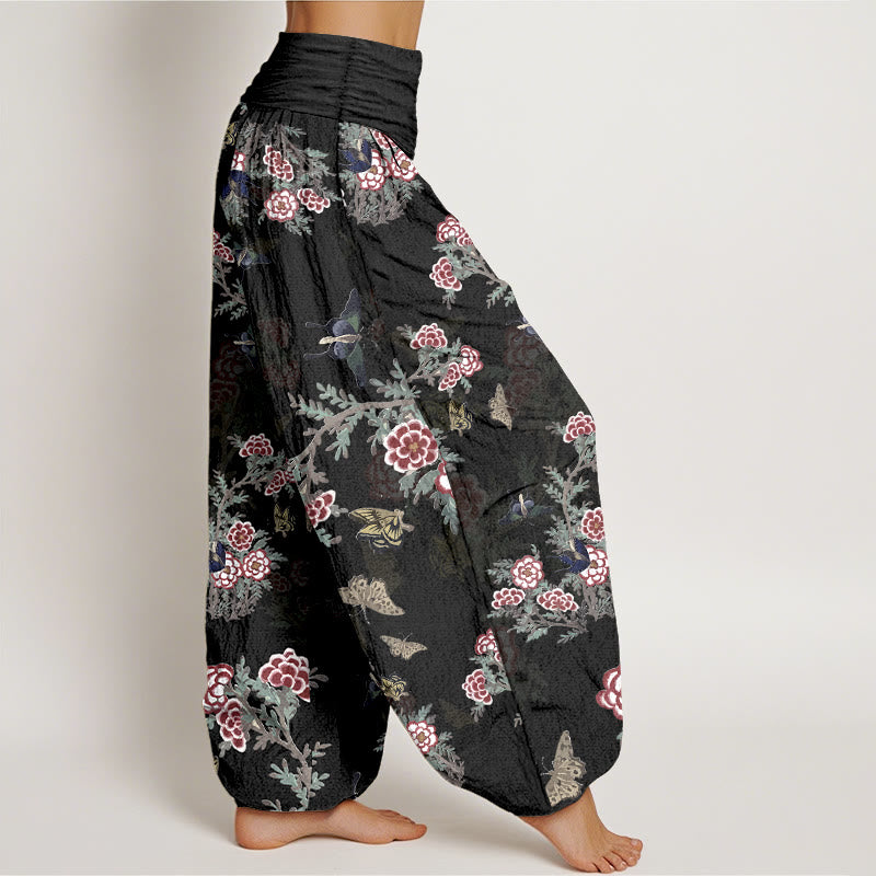 Botanical Cotton Pleated Waist Meditation Harem Pants
