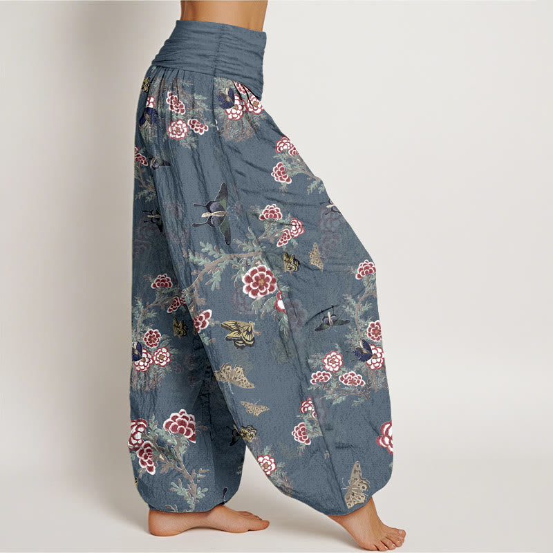 Botanical Cotton Pleated Waist Meditation Harem Pants